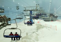 The skier siting next to Rachel Maddow on the ski lift in the Duabi snow park reports she told him, "See, see! Global warming even works indoors."