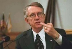 Democrat Senator Harry Reid salutes the voters of Nevada