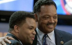 Jesse Jackson, Sr congratulates his son for expanding the family business