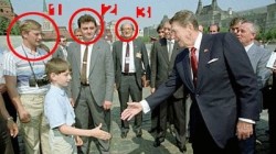 Malden and Noth watching Putin watch Reagan.